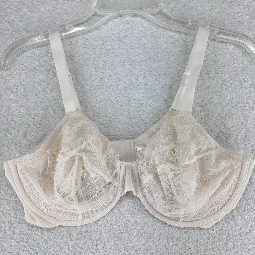 All Worthy Hunter McGrady Lace Unlined Underwire Bra 38D Sea Salt‎ Ivory